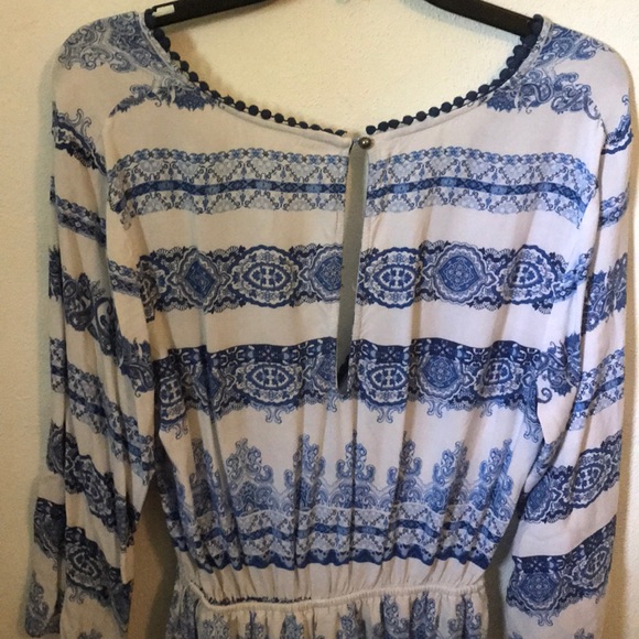 Blue and white printed romper - Picture 2 of 2